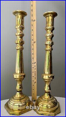 Pair Vintage Extra Large 19 Solid Brass Candle Holders