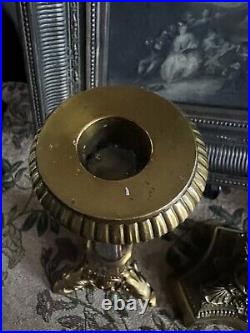 Pair Vintage Regency Baroque Maitland Smith Brass/chrome Candle Holders