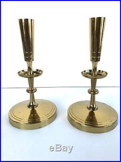 Pair Vintage Tommi Parzinger Brass Candle Holder Dorlyn Silver Smith Candlestick