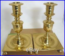 Pair Virginia Metalcrafters Newport #3053 Brass Candlestick Candle Holders VM