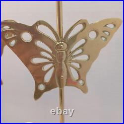 Pair Vtg Korean Candlestick Holder Butterfly Reflector Chamber Stick Swastika