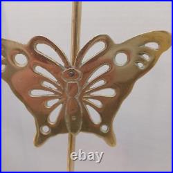 Pair Vtg Korean Candlestick Holder Butterfly Reflector Chamber Stick Swastika