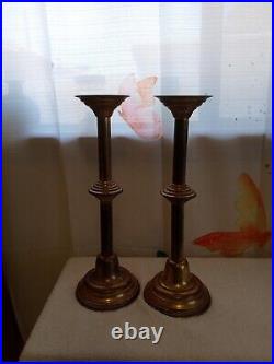 Pair Vtg Tall alter Candlesticks