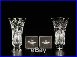 Pair Waterford Crystal Lismore Pattern Crystal & Brass Hurricane Candle Holder
