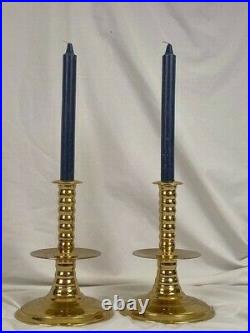 Pair Williamsburg Virginia Metalcrafters Brush Everard Candlesticks, Rare & Htf