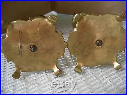 Pair antique Brass Hand Painted Victorian Porcelain candle holders
