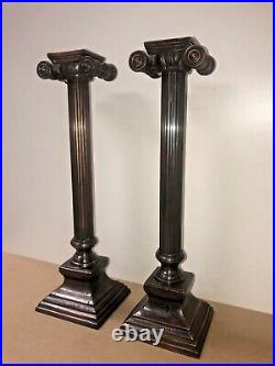 Pair of 18 1/4 Tall Bronze/ Brass Candle Holder