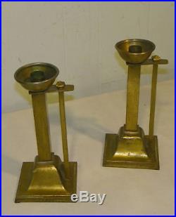 Pair of Antique Bradley & Hubbard Brass Candle Stick Holders