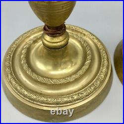 Pair of Antique French Brass Candleholders Gold Gilt Berries Vine 19th Century