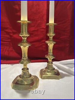 Pair of Antique Georgian Brass Candlesticks, C 1830
