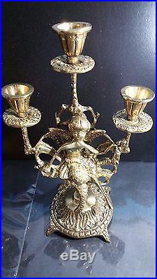 Pair of Antique/Vintage Candelabra 2 Candle Brass Plated Cherub/Angel Madrid