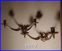 Pair of Antique Wall Art Deco Sconces Solid Brass Candle Holders 6 x15