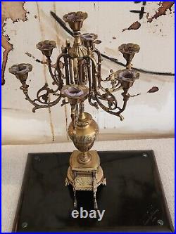 Pair of Baroque Six Arm Candelabras CandleStick Holders in Brass Ornate Vintage
