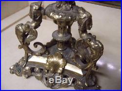Pair of Beautiful Vintage 20 inch Ornate Brass Candelabra mermaids shells more