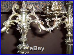 Pair of Beautiful Vintage 20 inch Ornate Brass Candelabra mermaids shells more