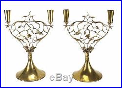 Pair of Brass Animal and Grapevine Candlesticks by Karl Hagenauer