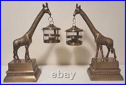 Pair of Brass Giraffe Candle Holders Figurines by Interlude Home Inc