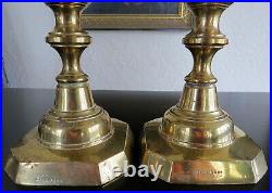 Pair of Heavy Brass Candlesticks Push-ups, King of Diamonds, Circa 1880 12.5