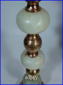 Pair of Heavy and Tall 36.5 Marble Brass Bronze Alter Church Candlesticks