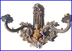 Pair of Italian Style Botanical Brass Wall Candle Holders