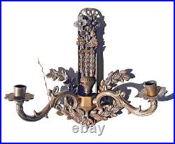 Pair of Italian Style Botanical Brass Wall Candle Holders