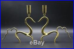 Pair of Karl Hagenauer Figural Brass 1930s Art Deco Candle Holders, Candlesticks