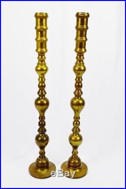 Pair of Large Brass Candle Holders 38.25 Tall