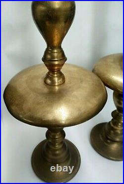 Pair of Large Brass Candle Holders Gothic Baroque Church Alter Wedding 28 Tall