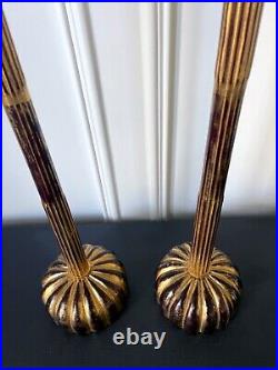 Pair of Large Japanese Carved Wood Temple Candlesticks Edo Perio