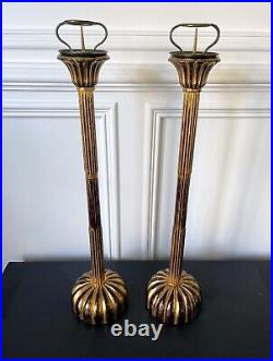 Pair of Large Japanese Carved Wood Temple Candlesticks Edo Perio