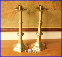 Pair of Large and Heavy Brass Ecclesiastical Altar Candlesticks Candle Holders
