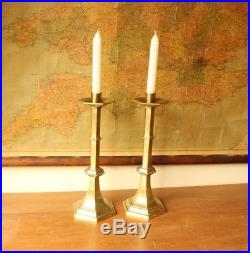 Pair of Large and Heavy Brass Ecclesiastical Altar Candlesticks Candle Holders