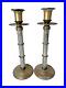 Pair of Maitland-Smith Faux Bamboo Candlesticks Distressed Finish 16 Large