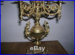 Pair of Ornate Victorian Brass Candelabra