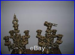 Pair of Ornate Victorian Brass Candelabra