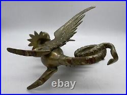 Pair of Solid Brass Griffin / Phoenix Candle Holders