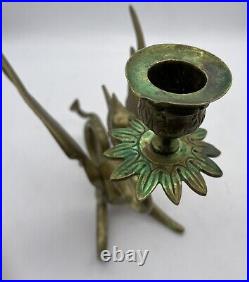 Pair of Solid Brass Griffin / Phoenix Candle Holders