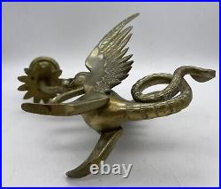 Pair of Solid Brass Griffin / Phoenix Candle Holders