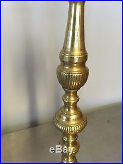 Pair of Tall 19th Century Brass French Baroque Style Candlesticks Candle Holder