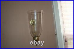 Pair of VIRGINIA WILLIAMSBURG Candle Holder Wall Sconces with Hurricane Lamps