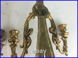 Pair of Vintage 24 Wall Hanging French Neoclassical Candle Holder Wall Sconces