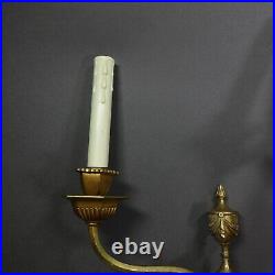 Pair of Vintage Antique Solid Brass Wall Sconce Electrified Candle Holders