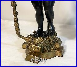 Pair of Vintage Blackamoor Bronze Brass Statues With Candle Holders