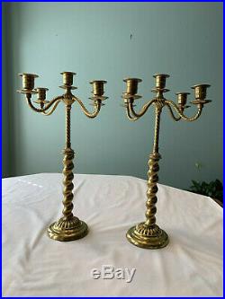Pair of Vintage Brass Candelabras 17 inches tall Made in England Old World Charm