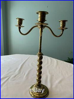 Pair of Vintage Brass Candelabras 17 inches tall Made in England Old World Charm