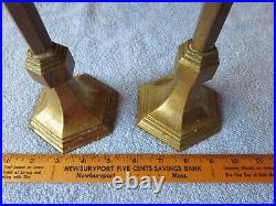 Pair of Vintage Brass Candlesticks Ceremonial 2 candle holders hexagon heavy 13