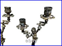 Pair of Vintage Cherub Brass Ornate Candle Holder Candlesticks France Italy