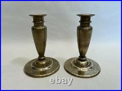 Pair of Vintage Chinese Heavy Brass Candlesticks, 6 1/2 Tall, 4 1/2 D (Bottom)