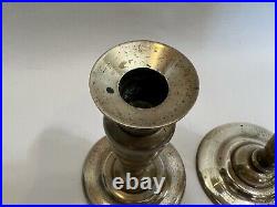 Pair of Vintage Chinese Heavy Brass Candlesticks, 6 1/2 Tall, 4 1/2 D (Bottom)