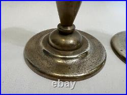 Pair of Vintage Chinese Heavy Brass Candlesticks, 6 1/2 Tall, 4 1/2 D (Bottom)